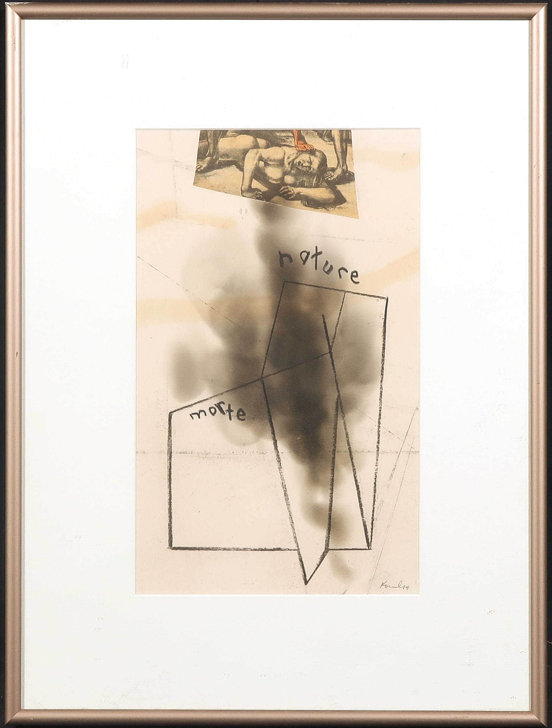 Bob Kovel - Krijt, potlood en collage, Nature morte - Ingelijst kopen? Bied vanaf 1!