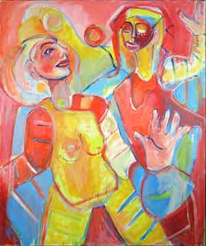 Christine Spierings - Olieverf op doek, Z.T. Danseressen (Groot). verkocht voor € 1!