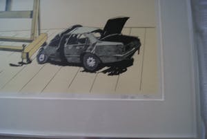 Hans Wap - afgeprijst : CAR CRASH - grote zeefdruk , mooi ingelijst kopen? Bied vanaf 65!