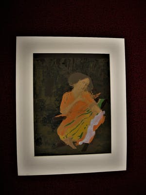 Niet of onleesbaar gesigneerd - Bijzonder Zuid-Amerikaans Aquarel / Collage "Moeder en Kind" kopen? Bied vanaf 1!