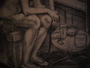 Niet of onleesbaar gesigneerd - Grote Amerikaanse Houtskooltekening "Prostituees" gesigneerd Philip kopen? Bied vanaf 10!