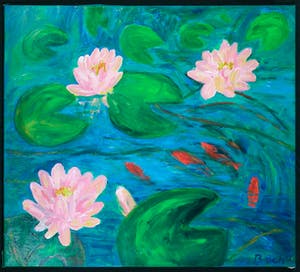 Ron van den Bosch - Acryl op doek, Zonder titel (waterlelies) (Groot) kopen? Bied vanaf 1!