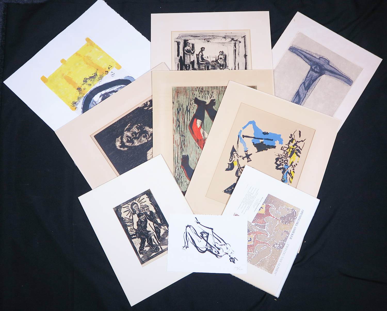Piet Nieuwenhuysen - Jef Diederen, en anderen, Lot van houtsnedes en litho's verkocht voor € 50!
