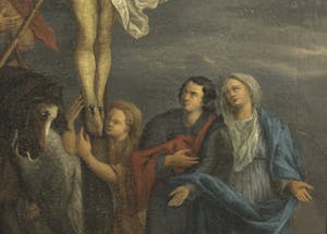 Niet of onleesbaar gesigneerd - Olieverf op doek, Christus aan het kruis - Ingelijst kopen? Bied vanaf 1!