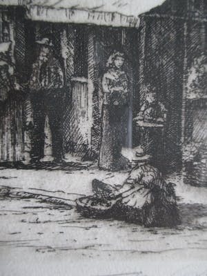 Niet of onleesbaar gesigneerd - Ingelijste ets Delft, gesigneerd kopen? Bied vanaf 1!