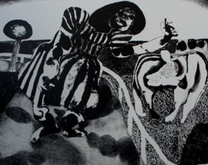 Henri de Haas - litho: vrouw met hond VI - 1968 kopen? Bied vanaf 40!