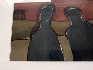 Irene Joffroy - Twee figuren in landschap - olieverf op papier, ingelijst kopen? Bied vanaf 25!