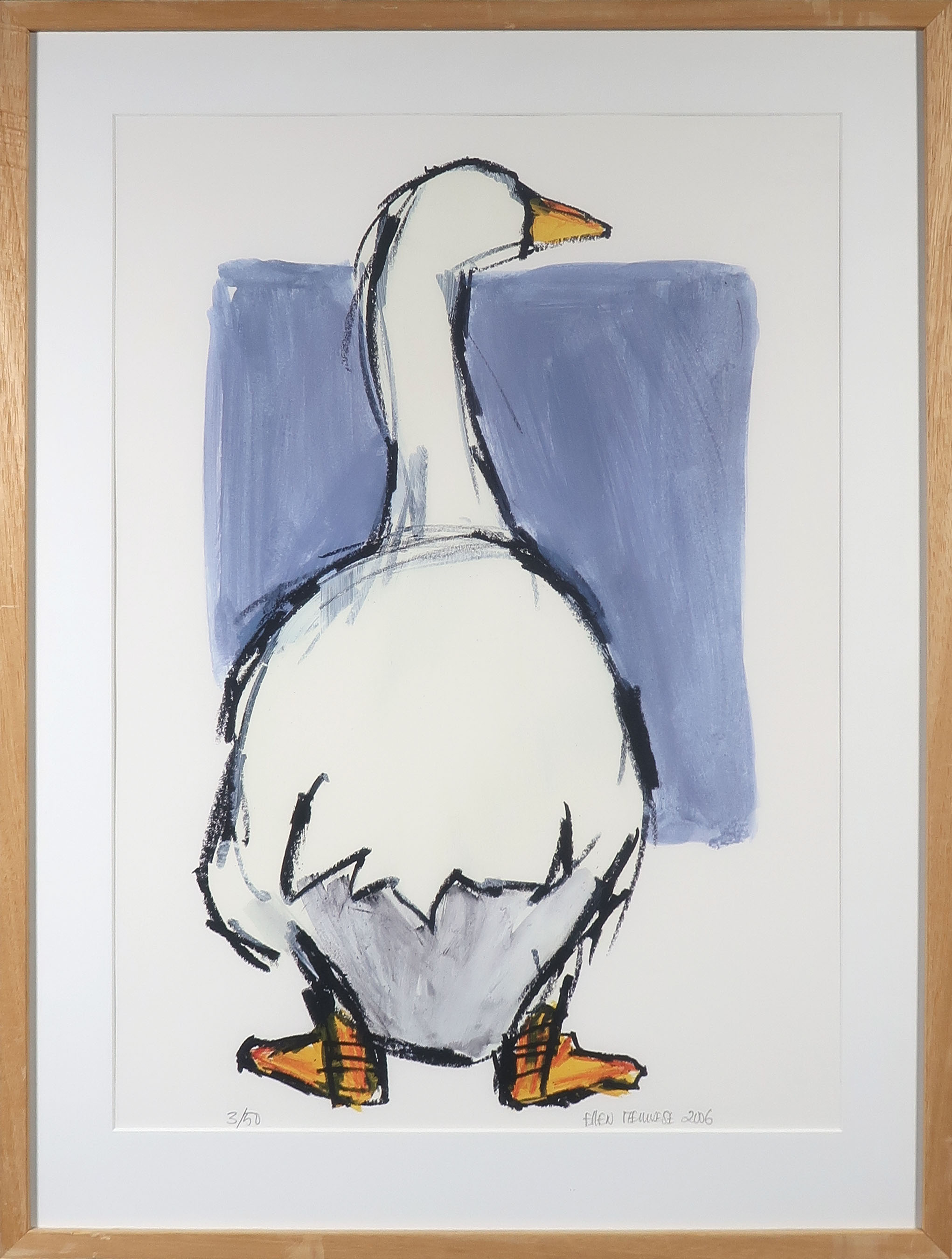 Ellen Meuwese - Giclée, Gans - Ingelijst verkocht voor € 35!