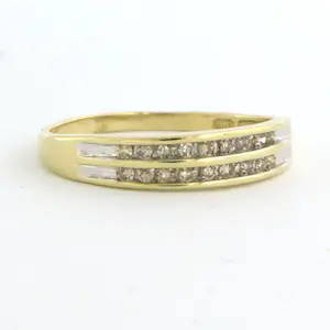 14k bicolour gouden ring bezet met briljant geslepen diamant 0.16 karaat kopen? Bied vanaf 190!