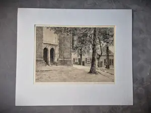 Albert Hemelman - Grote fraai gedetailleerde Litho - Kerkplein Neede - potloodgesigneerd kopen? Bied vanaf 25!