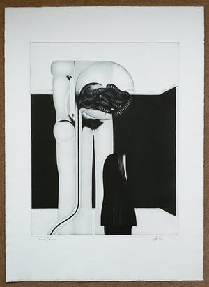 Gerd van Dulmen - Surrealistische voorstelling met wormen, ets kopen? Bied vanaf 35!