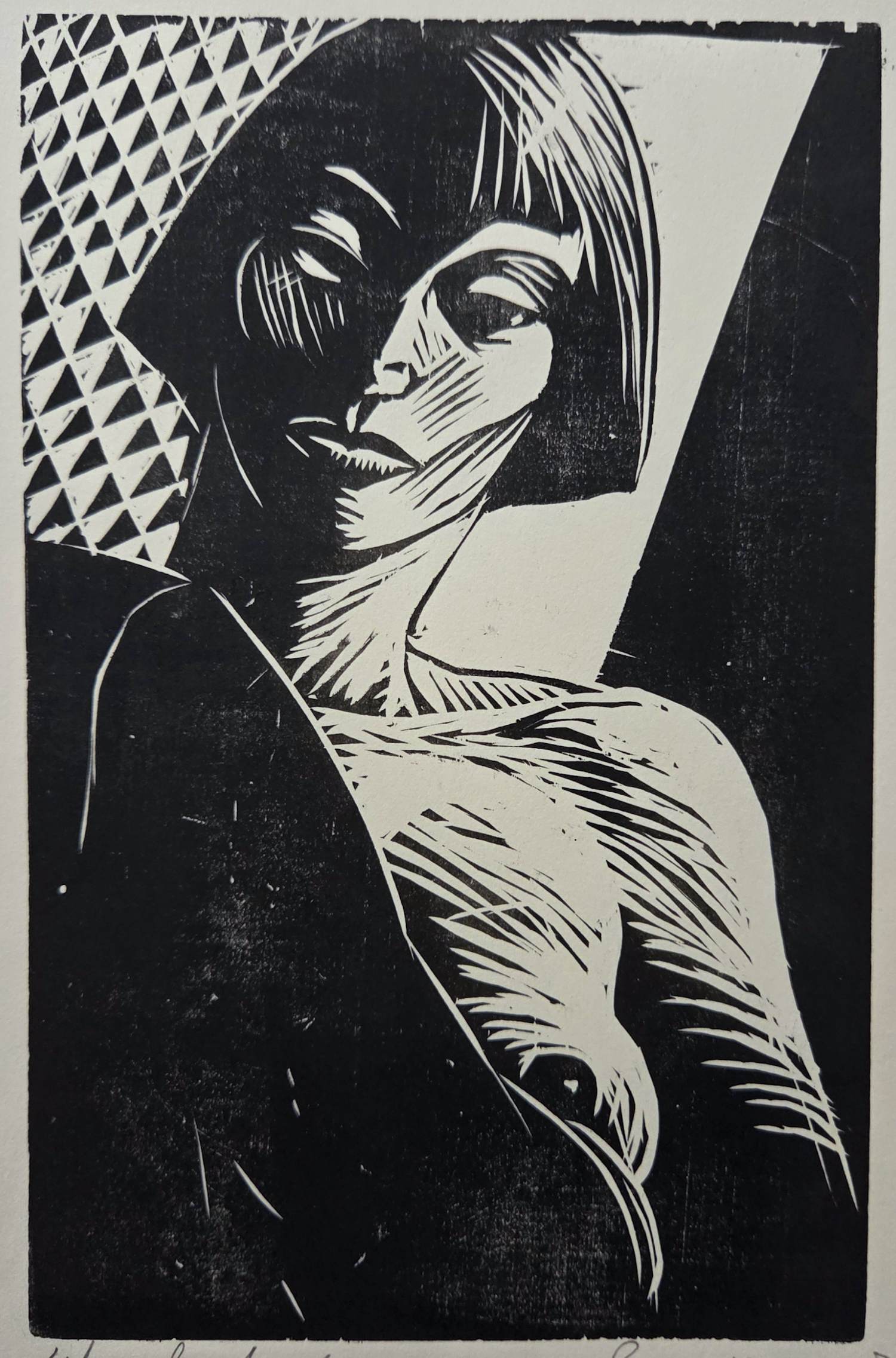 Leon Janssen - Portret vrouw. Naakt. Houtsnede. kopen? Bied vanaf 99!