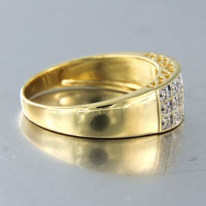 18K Goud - geelgouden ring met 0.10 ct single cut geslepen diamanten kopen? Bied vanaf 200!