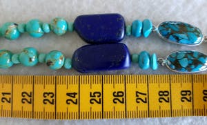 Zilveren ketting 925 met echte Lapis lazuli,koper turkoois kopen? Bied vanaf 25!