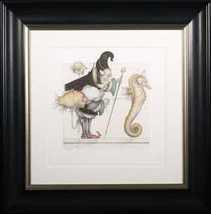 Michael Parkes - Litho, The Seahorse Collector - Ingelijst verkocht voor € 250!