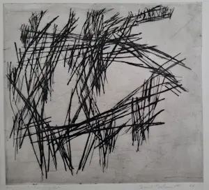 Pearl Perlmuter - ‘To the right’ - abstracte ets - 1964 - ingelijst. kaufen? Bieten Sie von 195!