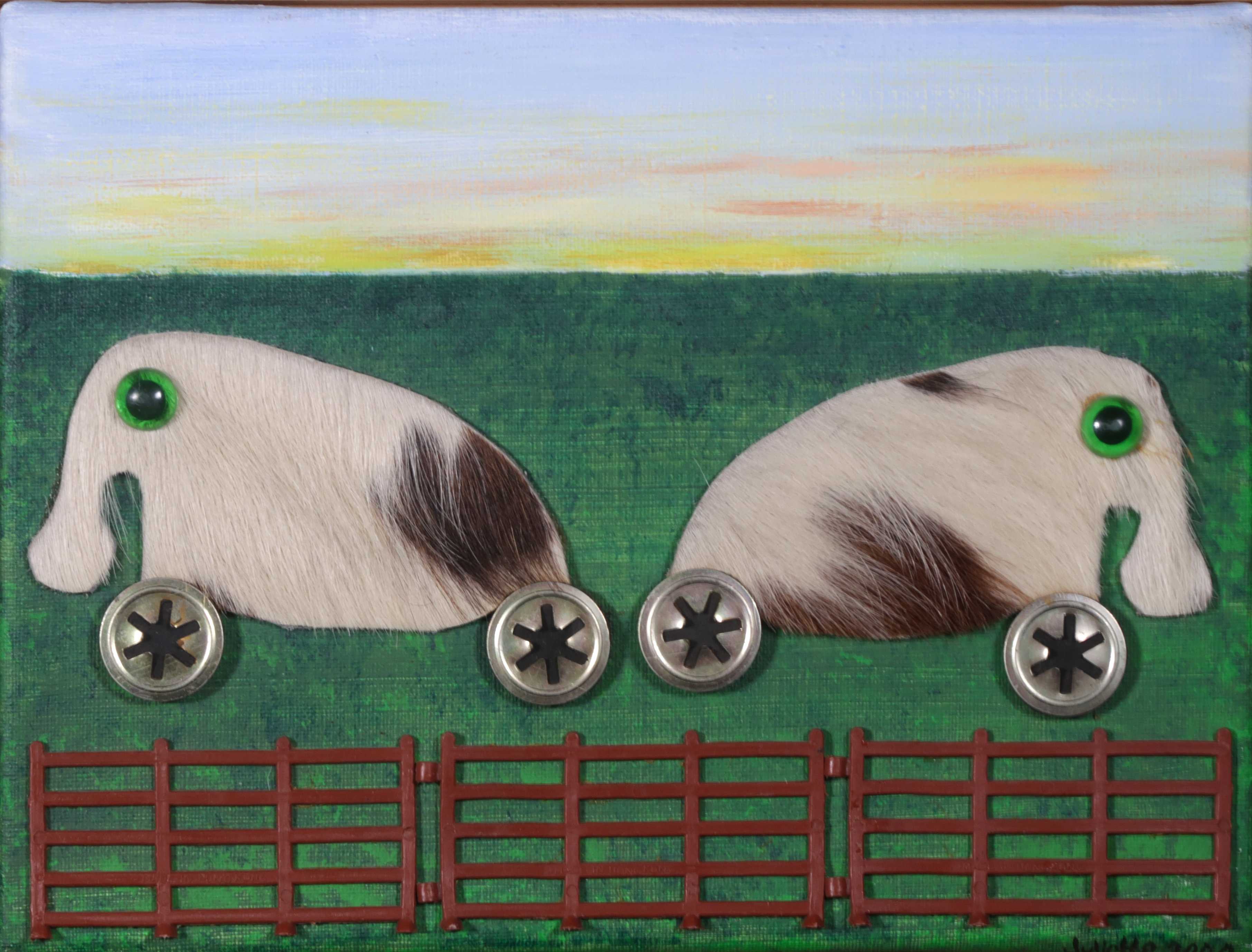 Juliette van de Walle - Gemengde techniek (acryl en collage) op doek, Ochtendgloren kopen? Bied vanaf 1!