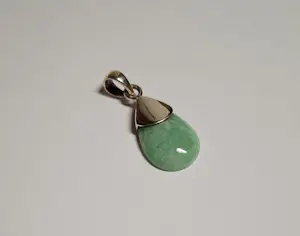 Zilveren Hanger met cabouchon geslepen druppelvormige Aventurijn edelsteen kopen? Bied vanaf 45!