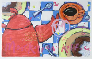 Selwyn Senatori - Zeefdruk, Moorkoppen en koffie - Ingelijst (Groot) kopen? Bied vanaf 130!