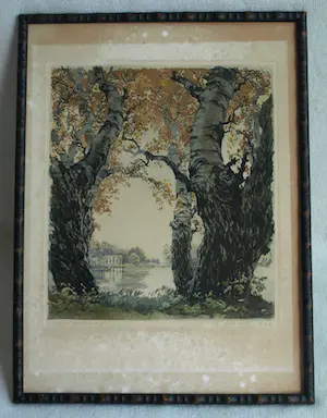Karl Schwetz - Gerahmte Lithographie, Bäume am Wasser - 1930 kopen? Bied vanaf 1!