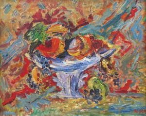 Nita Homberg-Hannema - Olieverf op doek, Expressionistisch stilleven met fruit - Ingelijst kopen? Bied vanaf 250!