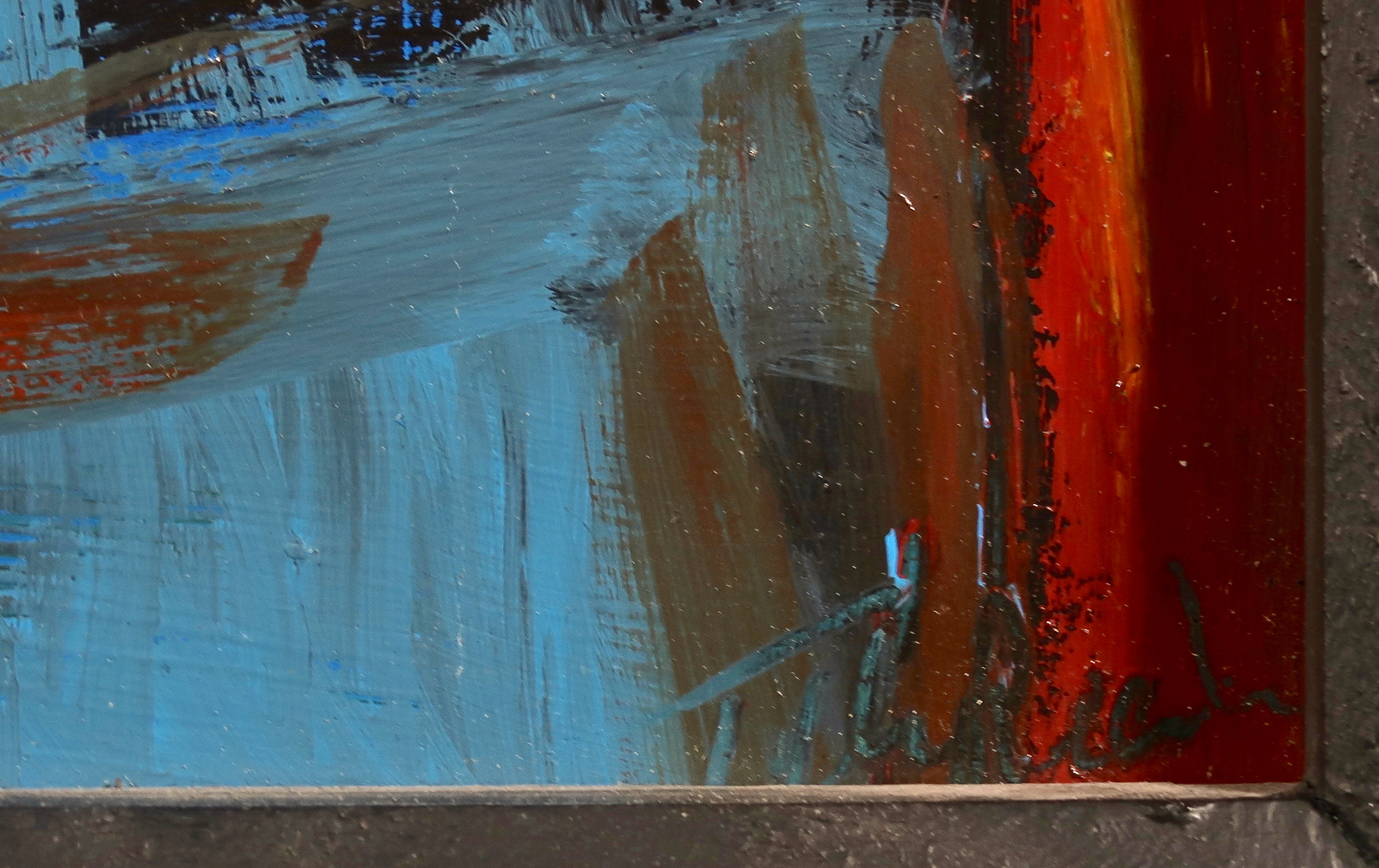 Niet of onleesbaar gesigneerd - Acryl op board, Blauw figuur - Ingelijst kopen? Bied vanaf 1!