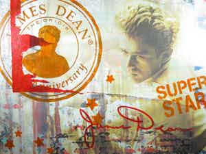 Karin Vermeer - Gemengde techniek op doek, History James Dean II (Zeer Groot) verkocht voor € 60!