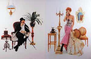 Paul Huf - Fotocollage op karton, Twee figuren - Ingelijst (Groot en zwaar) verkocht voor € 1!