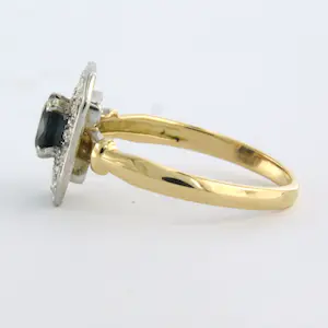 18k bicolour goud ring met saffier en single cut geslepen diamant - rm 16.25 kopen? Bied vanaf 200!
