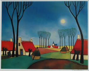 Toon Tieland - Handgesigneerde prent , “Volle Maan” - ingelijst – ca 1990 kopen? Bied vanaf 1!