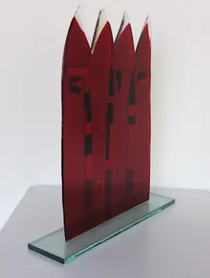 Bert Grotjohann - Glas, Kleurrijk abstract glazen object kopen? Bied vanaf 150!