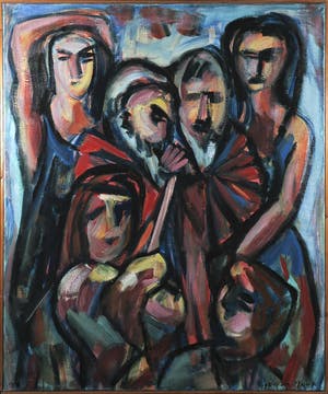 Piet van Mook - Olieverf op doek, Expressief werk met figuren - Ingelijst (Groot) kopen? Bied vanaf 1!