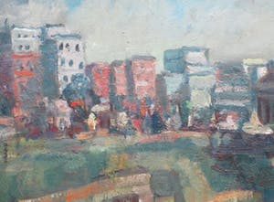 Piet Kloes - Panorama op buitenlandse stad kopen? Bied vanaf 100!