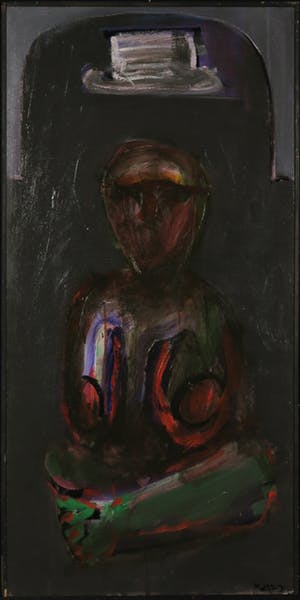 Piet Willems - Vierluik in acryl op paneel, De stok met vier uiteinden - Ingelijst kopen? Bied vanaf 1!