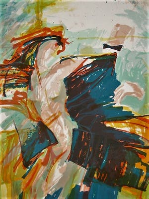 Richard Smeets - Groot 1987 abstract figuratief gesigneerde Litho "Vrouwelijk Naakt / Venice" kopen? Bied vanaf 10!