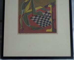 Harry van Kruiningen - Ingelijste kleurenlitho , Schaakspeler – 1947 – oplage 24 ex. kopen? Bied vanaf 50!