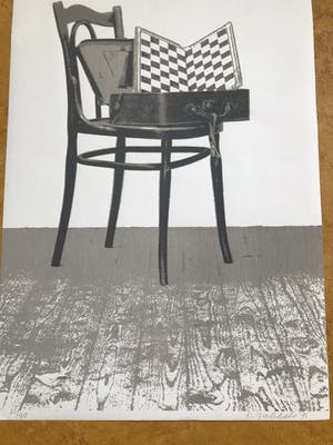 Klaas Gubbels - Stoel met schaakbord kopen? Bied vanaf 75!