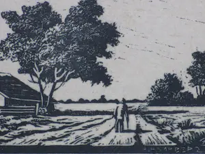 Antonius Hubertus Nordberg - Landweg - Houtsnede kopen? Bied vanaf 25!