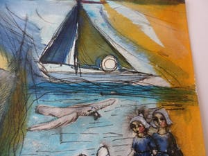 Judith Boer - Aquarel. Titel, "het land van de zee". kopen? Bied vanaf 35!