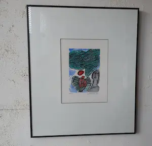 Corneille - Vrouw met vogel onder palmboom met bloedrode zon kopen? Bied vanaf 325!