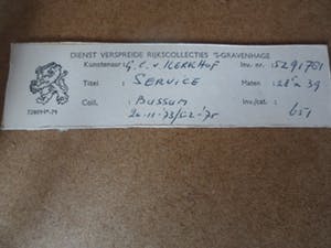 Gerard van Kerkhof - Ingekleurde ets. Titel, " Service ". kopen? Bied vanaf 20!