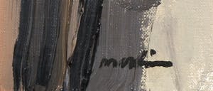 Anton Martineau - Olieverf op doek op board, Schaapskop en paraplu - Ingelijst kopen? Bied vanaf 300!