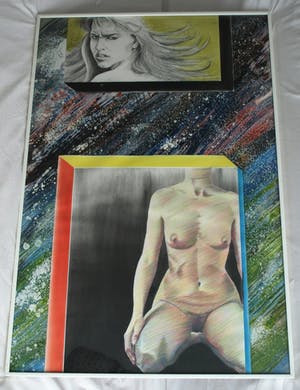 Dirk Visser - Groot, ingelijst, Gemengde techniek , ‘Gesnoerd geweten’ – 1987 kopen? Bied vanaf 50!