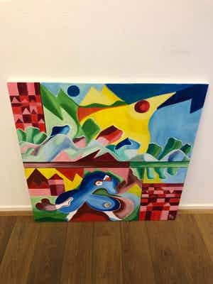 Maartje Wijngaarden - Schilderij met verschillende uitdrukkingen verkocht voor € 70!
