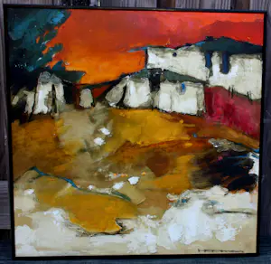 Machiel Hopman - Ingelijste olieverf op paneel: Landschap kopen? Bied vanaf 475!