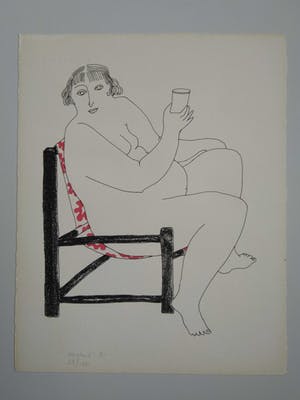 Niet of onleesbaar gesigneerd - Vrouw in stoel kopen? Bied vanaf 10!