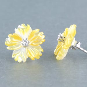 18k witgouden oorknoppen met agaath en diamant 0.08 ct - F/G - VS/SI kopen? Bied vanaf 170!