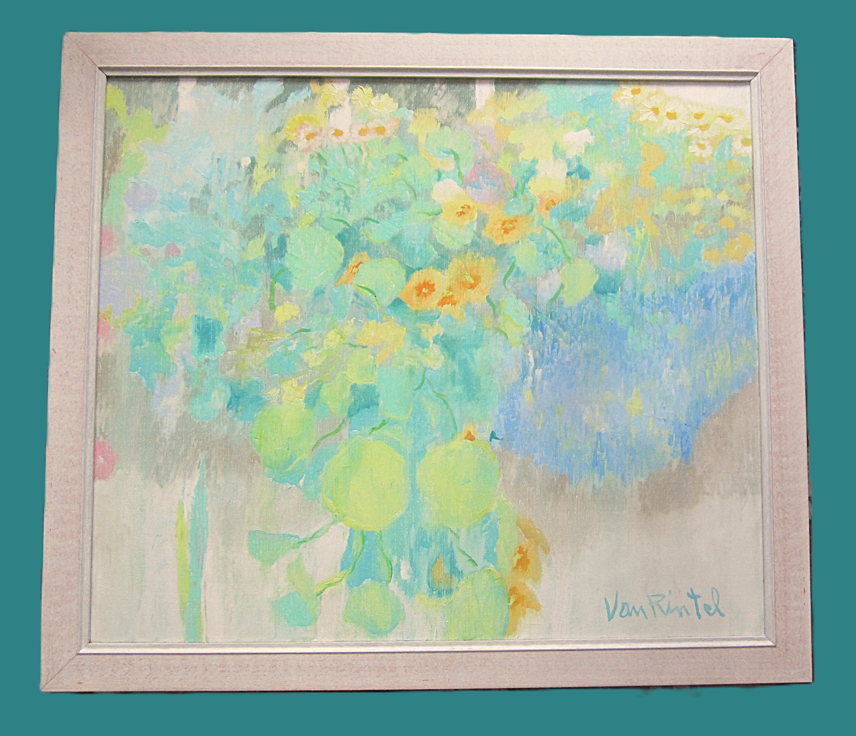 AcheterTheo Van Rintel - "Tuinbloemen in blauwe vaas"? Enchérissez de 175!