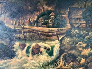 Wim van Aken - Landschap met mensen en watervallen kopen? Bied vanaf 50!