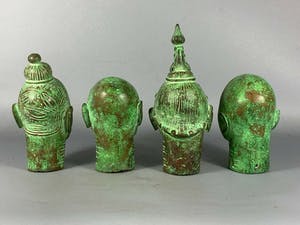 Benin - 201010 - 4 Bronze BENIN BINI EDO heads - Nigeria. kopen? Bied vanaf 95!